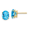 14k 9x7mm Oval Blue Topaz Post Earrings