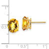 14k 9x7mm Oval Checker-cut Citrine Post Earrings