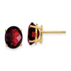 14k 9x7mm Oval Checker-cut Garnet Post Earrings