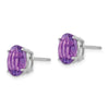 14k White Gold 9x7mm Oval Amethyst Post Earrings