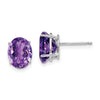 14k White Gold 9x7mm Oval Amethyst Post Earrings