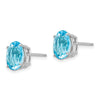 14k White Gold 9x7mm Oval Blue Topaz Post Earrings