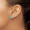14k White Gold 9x7mm Oval Blue Topaz Post Earrings