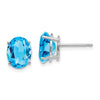 14k White Gold 9x7mm Oval Blue Topaz Post Earrings