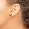 14k White Gold 9x7mm Oval Checker-cut Citrine Post Earrings