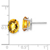 14k White Gold 9x7mm Oval Checker-cut Citrine Post Earrings