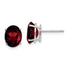 14k White Gold 9x7mm Oval Garnet Post Earrings