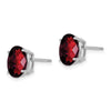 14k White Gold 9x7mm Oval Checker-cut Garnet Post Earrings