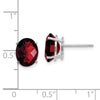14k White Gold 9x7mm Oval Checker-cut Garnet Post Earrings