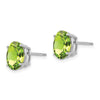 14k White Gold 9x7mm Oval Peridot Post Earrings