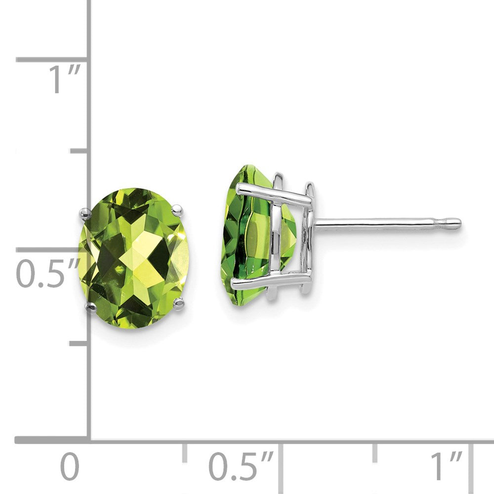14k White Gold 9x7mm Oval Peridot Post Earrings