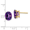 14k 10x8mm Oval Amethyst Checker Earrings