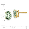 14k 10x8mm Oval Green Quartz Post Earrings