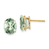 14k 10x8mm Oval Green Quartz Post Earrings