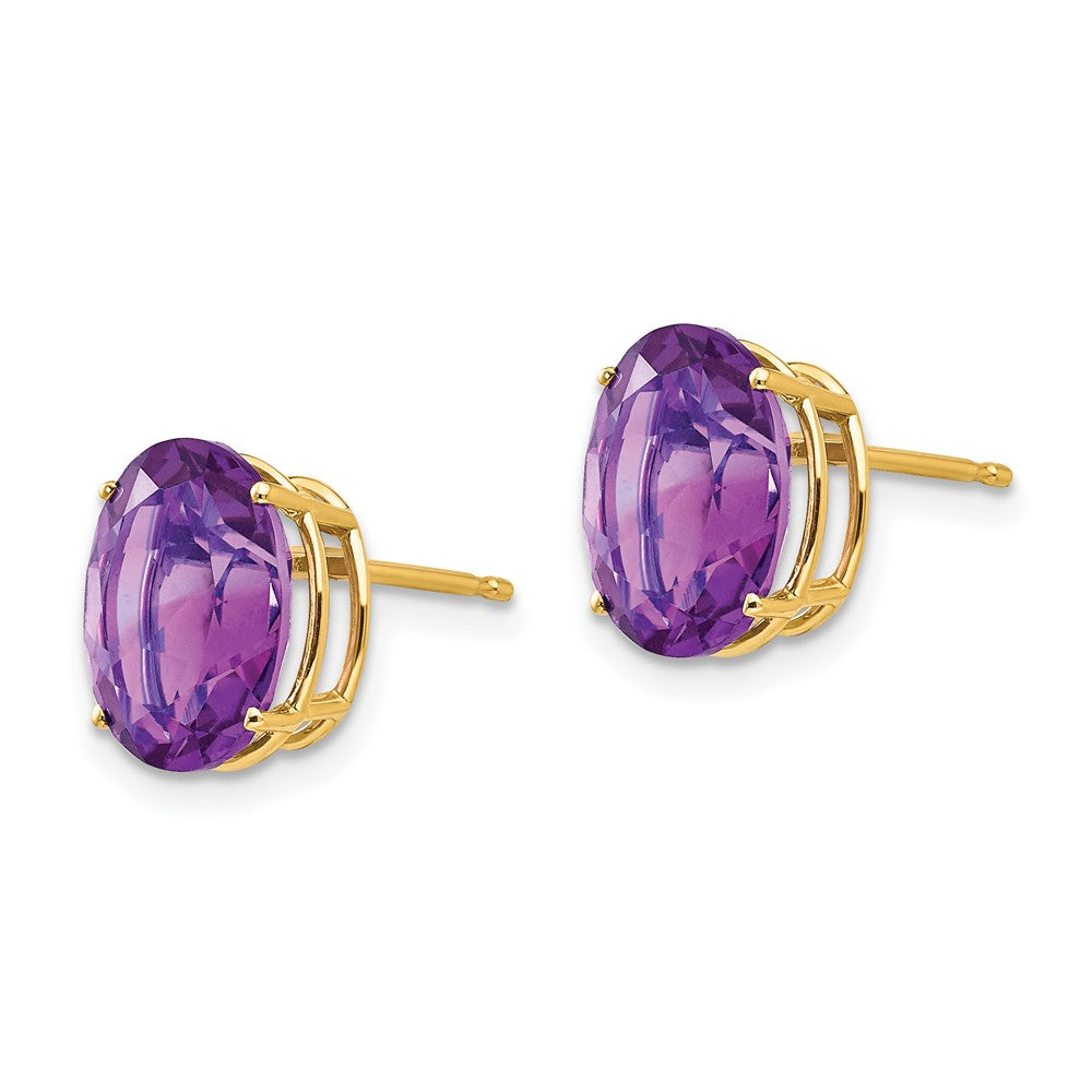 14k 10x8mm Oval Amethyst Post Earrings
