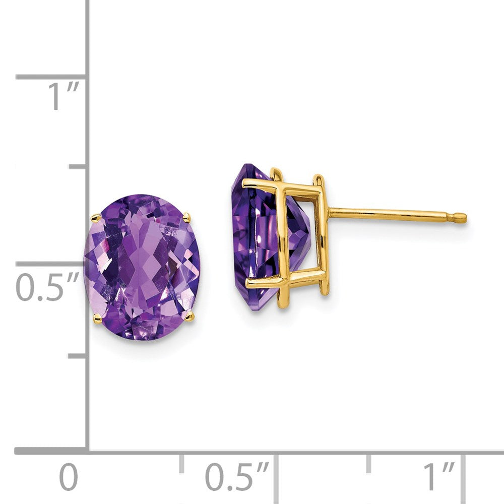 14k 10x8mm Oval Amethyst Post Earrings