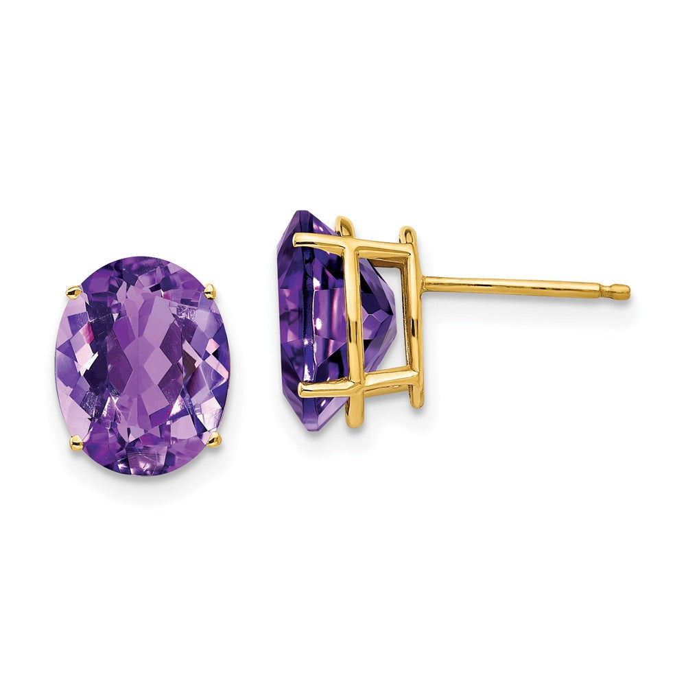 14k 10x8mm Oval Amethyst Post Earrings