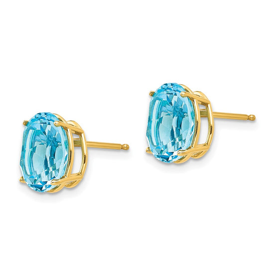 14k 10x8mm Oval Blue Topaz Post Earrings