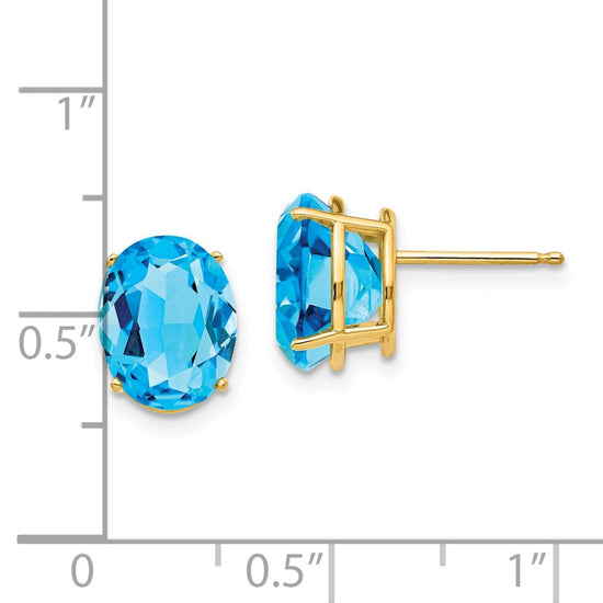 14k 10x8mm Oval Blue Topaz Post Earrings