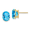 14k 10x8mm Oval Blue Topaz Post Earrings