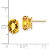 14k 10x8mm Oval Checker-cut Citrine Post Earrings