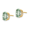 14k 10x8mm Oval Checker-Cut Green Quartz Post Earrings