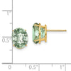 14k 10x8mm Oval Checker-Cut Green Quartz Post Earrings