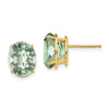 14k 10x8mm Oval Checker-Cut Green Quartz Post Earrings