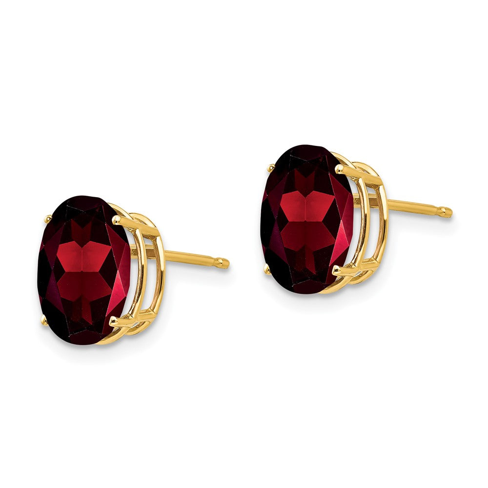 14k 10x8mm Oval Garnet Post Earrings