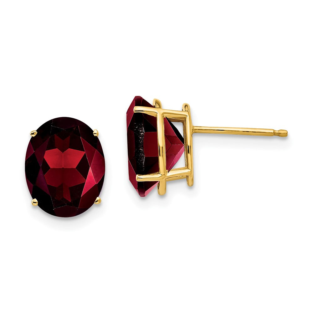 14k 10x8mm Oval Garnet Post Earrings