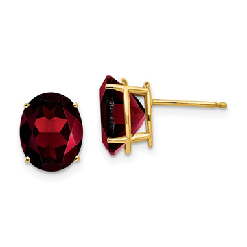 14k 10x8mm Oval Garnet Post Earrings