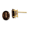 14k 10x8mm Oval Smoky Quartz Post Earrings