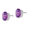 14k White Gold 10x8mm Oval Amethyst Post Earrings