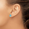 14k White Gold 10x8mm Oval Blue Topaz Post Earrings