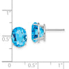 14k White Gold 10x8mm Oval Blue Topaz Post Earrings