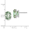 14k White Gold 10x8mm Oval Checker-Cut Green Quartz Post Earrings