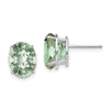 14k White Gold 10x8mm Oval Checker-Cut Green Quartz Post Earrings