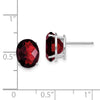 14k White Gold 10x8mm Oval Checker-cut Garnet Post Earrings