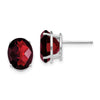 14k White Gold 10x8mm Oval Checker-cut Garnet Post Earrings