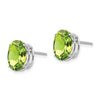 14k White Gold 10x8mm Oval Peridot Post Earrings