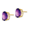 14k 12x10mm Oval Amethyst Post Earrings