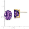 14k 12x10mm Oval Amethyst Post Earrings