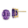14k 12x10mm Oval Amethyst Post Earrings