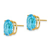 14k 12x10mm Oval Blue Topaz Post Earrings