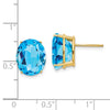 14k 12x10mm Oval Blue Topaz Post Earrings