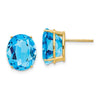 14k 12x10mm Oval Blue Topaz Post Earrings