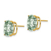 14k 12x10mm Oval Checker-Cut Green Quartz Post Earrings
