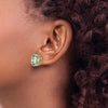 14k 12x10mm Oval Checker-Cut Green Quartz Post Earrings