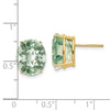 14k 12x10mm Oval Checker-Cut Green Quartz Post Earrings