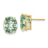 14k 12x10mm Oval Checker-Cut Green Quartz Post Earrings